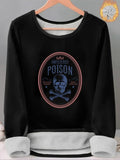 Women'WB shield Skull & Letter Print TNF Lined Tee, Casual Long Sleeve Round Neck T-shirt for Fall & Winter, Ladies TNF...