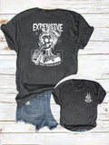 Women'WB shield Skull Graphic Print Round Neck Graphic Tee, Vintage Trendy Casual Short Sleeve T-shirt for Daily Wear,...