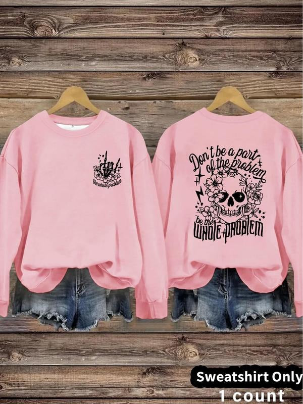 Women'WB shield Skull Print Crew Neck Sweatshirt, Casual Long Sleeve Pullover for Daily Wear, Ladies Fall & Winter TNF,...