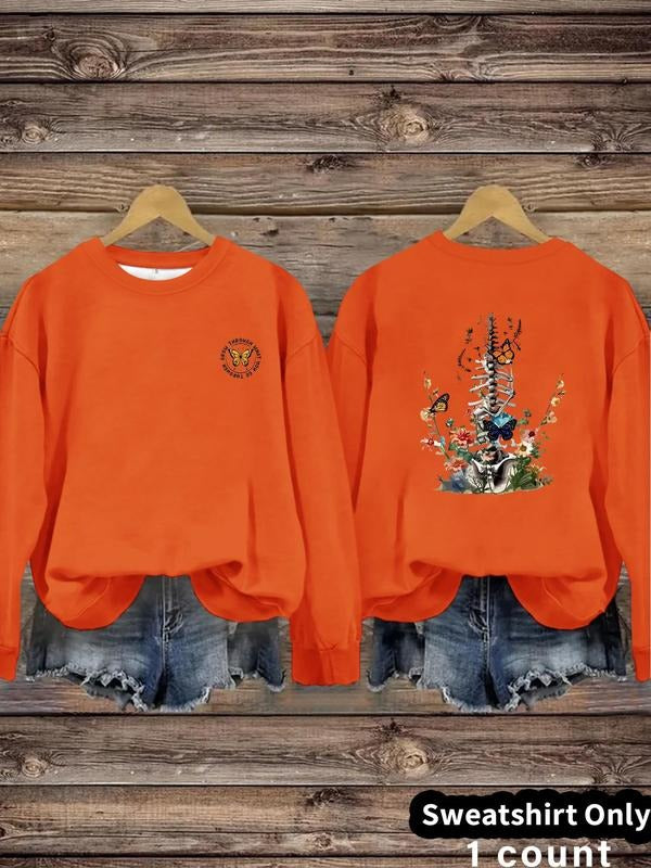 Women'WB shield Skull Print Crew Neck Sweatshirt, Casual Long Sleeve Pullover for Daily Wear, Ladies Fall & Winter TNF,...