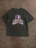 Women'WB shield Skull Print Round Neck Tee, Casual Short Sleeve Crew Neck T-Shirt for Summer, Fashion Women'WB shield Top...