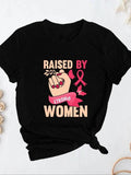 Women'WB shield Slogan & Hand Print Round Neck Tee, Fashion Short Sleeve Crew Neck T-Shirt, Ladies TNF for Summer Hoodie,...