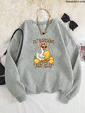 Women'WB shield Slogan & Heart Print Drop Shoulder Sweatshirt, Casual Long Sleeve Round Neck Pullover for Fall & Winter,...