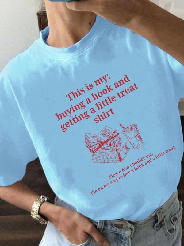 Women'WB shield Slogan & Letter Print Round Neck Tee, Fashion Casual Crew Neck T-Shirt for Daily Holiday Vacation Outdoor...
