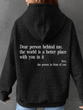 Women'WB shield Slogan Graphic Drawstring Drop Shoulder Hoodie, Fashion Casual Pocket Hooded Sweatshirt for Daily Holiday...