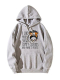 Women'WB shield Slogan Graphic Kangaroo Pocket Drawstring Hoodie, Fashion Casual Comfort Basic Cartoon Graphic Hooded...
