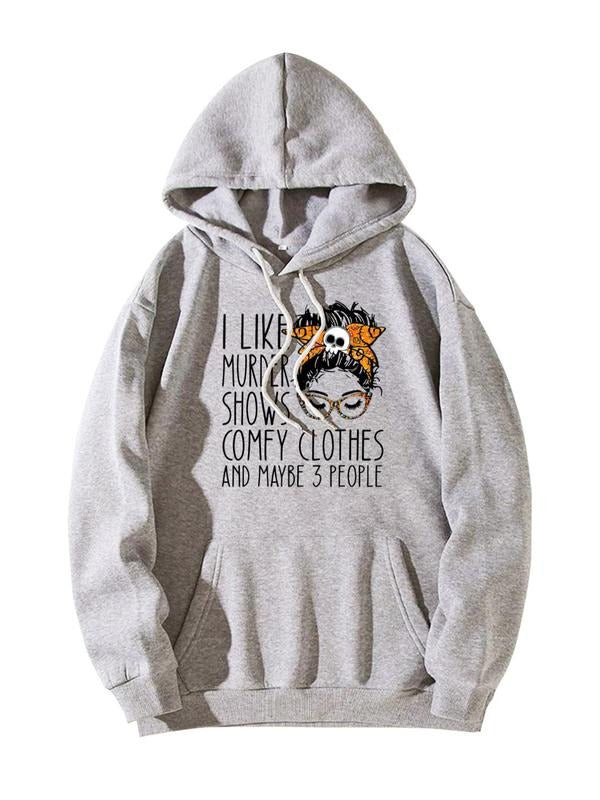 Women'WB shield Slogan Graphic Kangaroo Pocket Drawstring Hoodie, Fashion Casual Comfort Basic Cartoon Graphic Hooded...