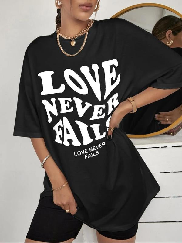 Women'WB shield Slogan Graphic Round Neck Drop Shoulder Tee, Summer TNF Women Fashion Casual Crewneck T-Shirt for Daily...