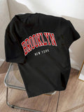 Women'WB shield Slogan Letter Print Round Neck Tee, Fashion Casual Crew Neck Short Sleeve T-Shirt for Daily Holiday...