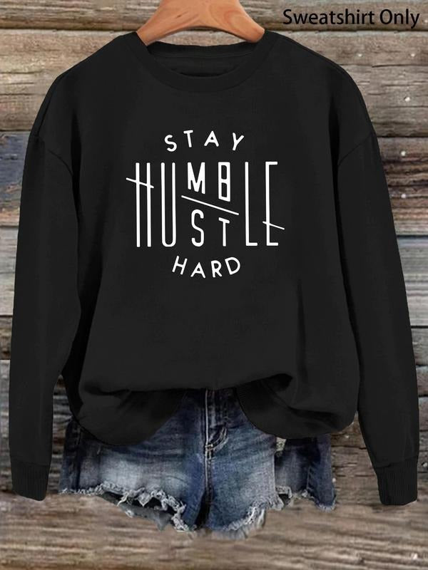 Women'WB shield Slogan Print Drop Shoulder Sweatshirt, Fashion Casual Crew Neck Long Sleeve Pullover for Daily Wear,...