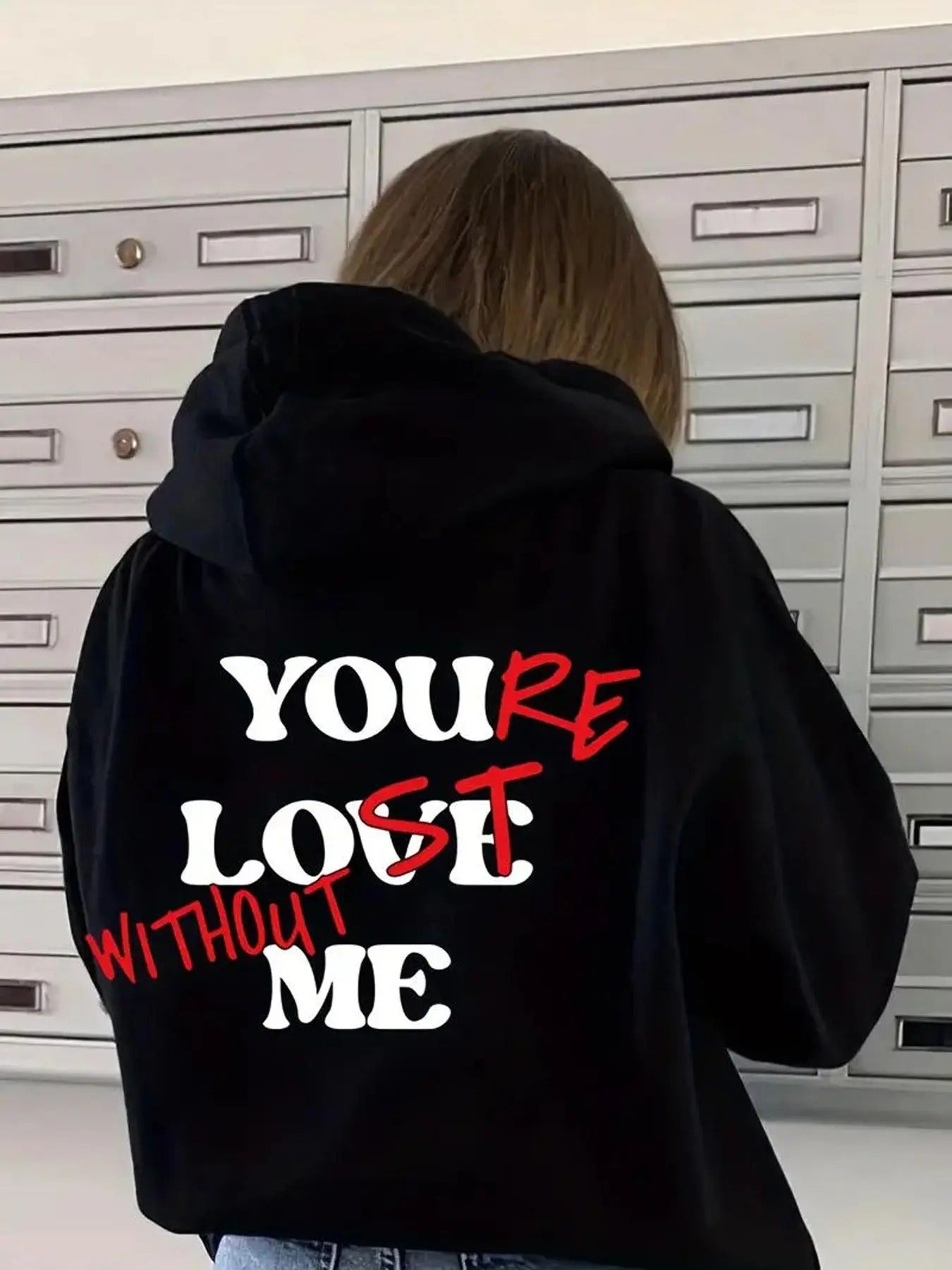 Women'WB shield Slogan Print Hoodie, Fashion Casual Hooded Sweatshirt for Daily Holiday Outdoor Wear, Ladies TNF for Fall...