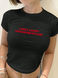 Women'WB shield Slogan Print Round Neck Crop Tee, Casual Short Sleeve Graphic T-shirt, Ladies Summer TNF for Daily Wear...