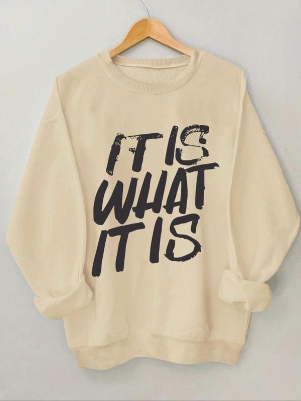 Women'WB shield Slogan Print Round Neck Sweatshirt, Fashion Casual Crew Neck Long Sleeve Pullover for Daily Wear, Ladies...