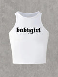 Women'WB shield Slogan Print Round Neck Tank Top, Casual Sleeveless Crew Neck Top for Summer, Ladies TNF for Daily Wear...