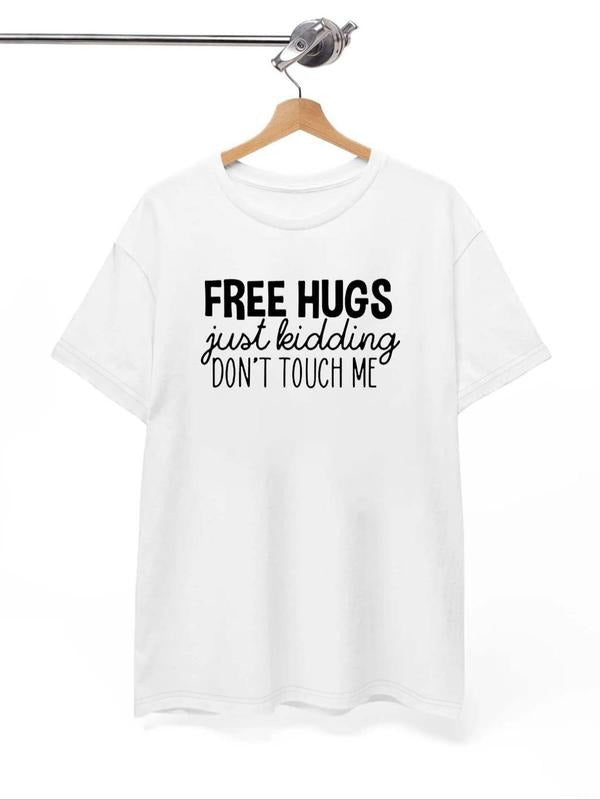 Women'WB shield Slogan Print Round Neck Tee, Casual Short Sleeve Drop Shoulder T-shirt, Ladies Summer TNF for Daily Wear...
