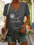 Women'WB shield Slogan Print Round Neck Tee, Fashion Casual Crew Neck T-Shirt for Daily Holiday Vacation Outdoor Wear,...
