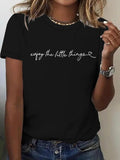 Women'WB shield Slogan Print Round Neck Tee, Fashion Casual Crew Neck T-Shirt for Daily Holiday Vacation Outdoor Wear,...