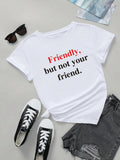 Women'WB shield Slogan Print Round Neck Tee, Fashion Casual Crew Neck T-shirt, Ladies Summer TNF for Daily Holiday...
