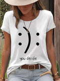 Women'WB shield Smile TNF & Letter Print Round Neck Tee, Fashion Casual Crew Neck T-Shirt for Daily Holiday Vacation...
