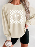 Women'WB shield Smile TNF Print Drop Shoulder Sweatshirt, Casual Long Sleeve Round Neck Pullover for Fall & Winter,...