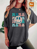 Women'WB shield Smile TNF Print Round Neck Tee, Fashion Casual Crew Neck T-shirt for Daily Holiday Vacation Outdoor Wear,...