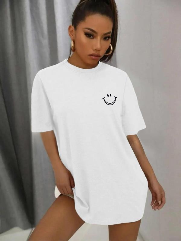 Women'WB shield Smile TNF Print Round Neck Tee, Summer TNF Women, Trendy Casual Drop Shoulder Half Sleeve T-shirt for...