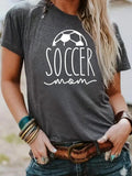 Women'WB shield Soccer Mom Letter Print Round Neck Tee, Casual Short Sleeve Crew Neck T-shirt for Summer, Fashion...