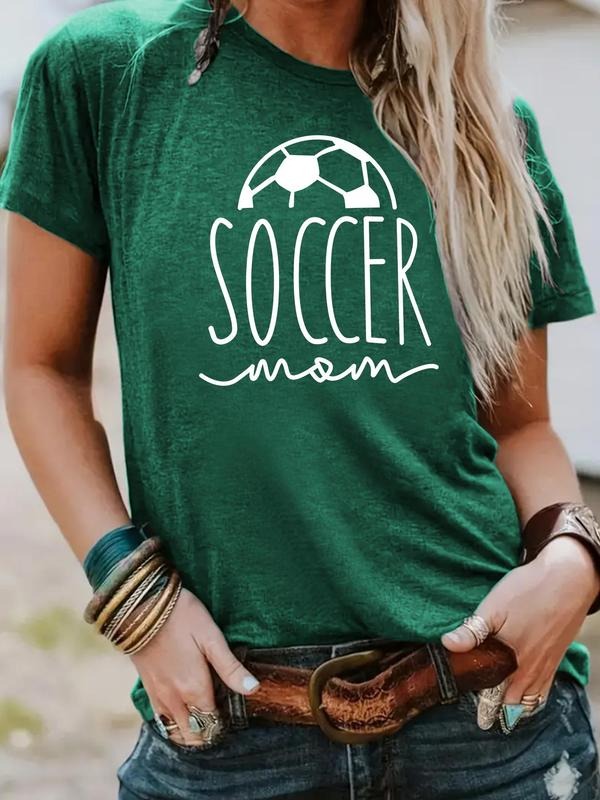 Women'WB shield Soccer Mom Round Neck Graphic Tee, Fashion Casual Short Sleeve T-shirt for Daily Wear, Ladies Summer TNF,...