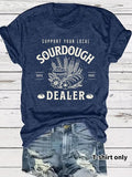 Women'WB shield Sourdough Dealer Print Round Neck Tee, Casual Short Sleeve Crew Neck T-shirt for Spring, Fashion Women'WB...
