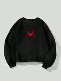 Women'WB shield Spider Print Drop Shoulder TNF Lined Sweatshirt, Casual Long Sleeve Round Neck Pullover for Fall &...