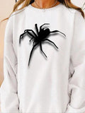 Women'WB shield Spider Print Round Neck Pullover, Fashion Casual Crew Neck Drop Shoulder Sweatshirt for Daily Holiday...