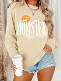 Women'WB shield Spider Web & Letter Print Drop Shoulder Sweatshirt, Casual Long Sleeve Round Neck Pullover for Fall &...