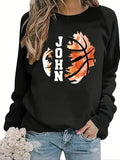 Women'WB shield Spiky hair fighters & Letter Graphic Print Drop Shoulder Sweatshirt, Casual Long Sleeve Round Neck...
