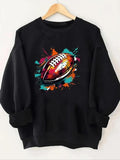 Women'WB shield Spiky hair fighters & Splash Ink Print Crew Neck Sweatshirt, Casual Long Sleeve Pullover for Daily Wear,...