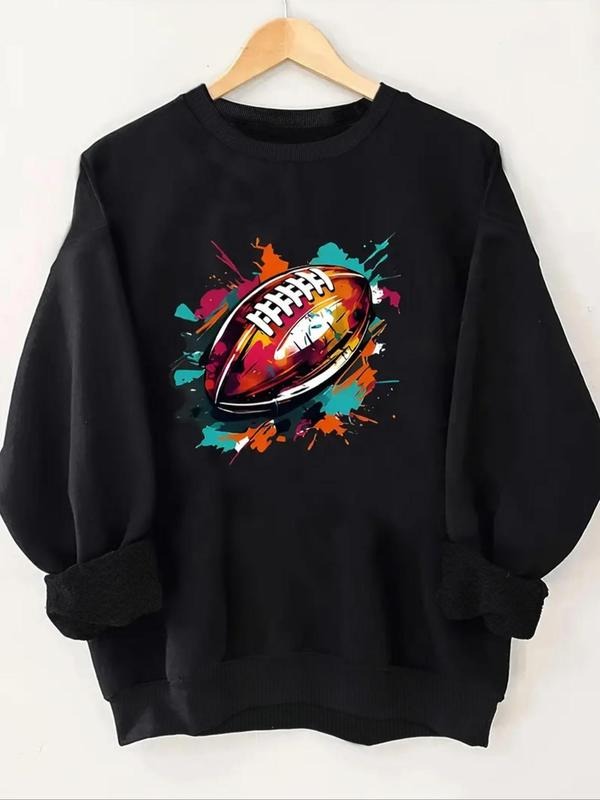 Women'WB shield Spiky hair fighters & Splash Ink Print Crew Neck Sweatshirt, Casual Long Sleeve Pullover for Daily Wear,...