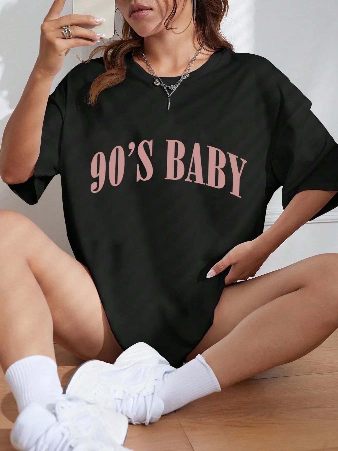 Women'WB shield Spiky hair fighters'WB shield Baby Print Round Neck Tee, Fashion Casual Crew Neck T-shirt for Daily...