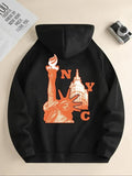 Women'WB shield Statue FOG Liberty Print Hoodie, Swoosh Count Casual Landscape Print Long Sleeve Pullover Hooded...