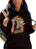 Women'WB shield Street Style Drawstring Long Sleeve Graphic Hoodie, Casual Hooded Pullover for Fall & Winter, Women'WB...