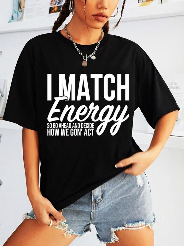 Women'WB shield Streetwear Basic Letter Print Drop Shoulder Crewneck Half Sleeve Graphic Tee, Lady Casual Comfort Short...