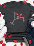 Women'WB shield Streetwear Heart & Glass Print Round Neck Tee, Summer TNF Women, Lady Casual Comfort Short Sleeve Crew...