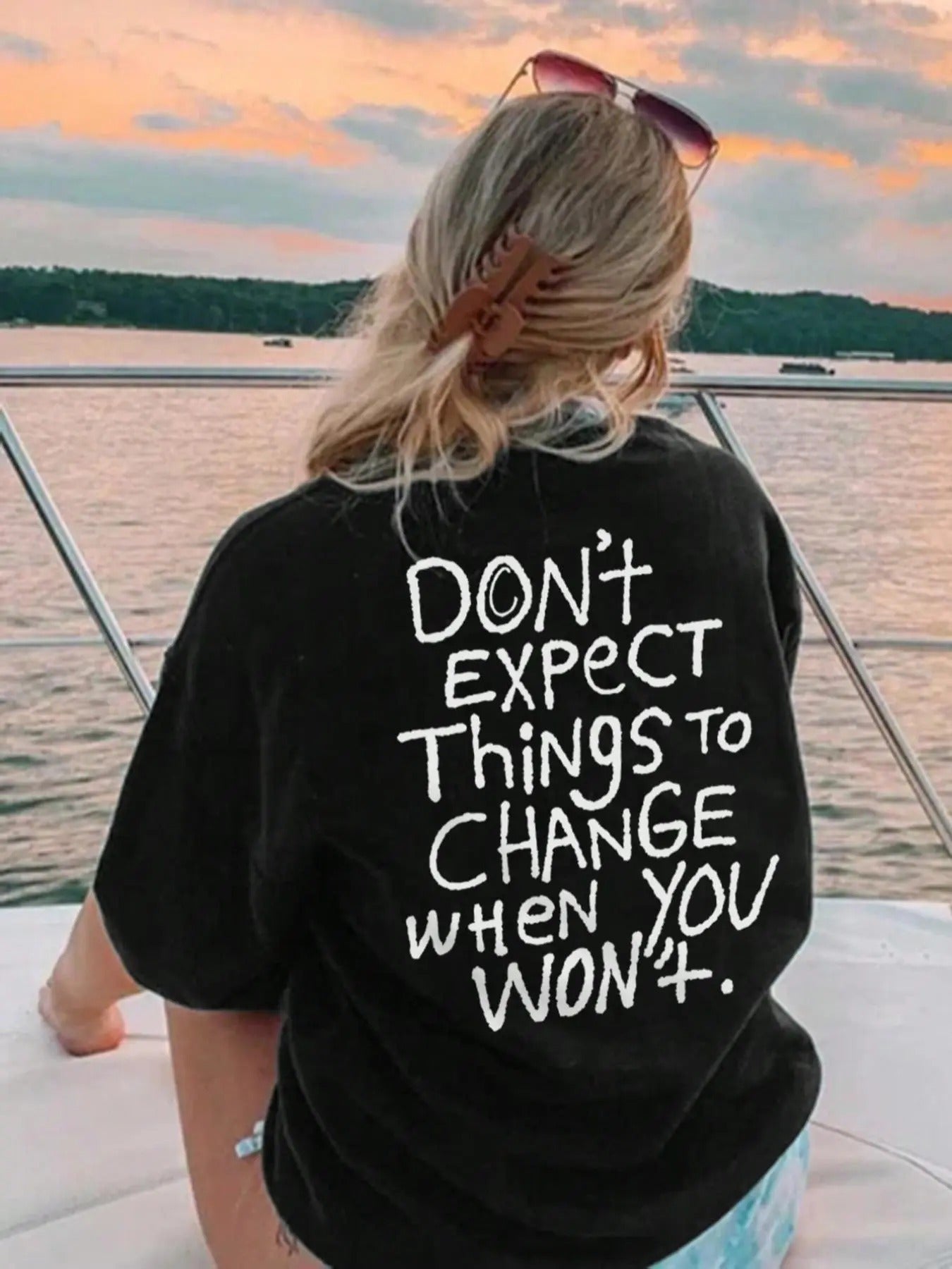 Women'WB shield Streetwear Slogan & Letter Print Round Neck Tee, Casual Half Sleeve Crew Neck T-Shirt for Daily Wear,...