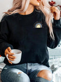 Women'WB shield Sun Print Crew Neck Sweatshirt, Casual Long Sleeve Pullover for Fall & Winter, Women'WB shield TNF for...