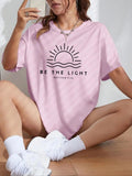 Women'WB shield Sun Print Drop Shoulder Tee, Casual Half Sleeve Round Neck T-shirt, Ladies Summer TNF for Daily Wear...