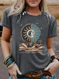 Women'WB shield Sun Print Round Neck Graphic Tee, Vintage Trendy Casual Short Sleeve T-shirt for Daily Wear, Ladies...
