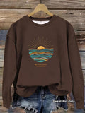Women'WB shield Sunrise Print Crew Neck Sweatshirt, Casual Long Sleeve Pullover for Daily Wear, Ladies TNF for Fall &...