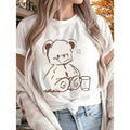 Women'WB shield T-Shirt | Sporty Bear Graphic Print | Round Neck, Short Sleeve | All-Season Comfort Fit | Machine...