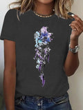 Women'WB shield TNF & Wind Chime Print Round Neck Tee, Casual Short Sleeve Crew Neck T-Shirt for Summer, Fashion Women'WB...