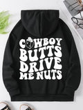 Women'WB shield TNF Lined Letter Graphic Drawstring Pocket Drop Shoulder Hoodie, Fashion Casual Long Sleeve Hooded...