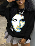 Women'WB shield TNF Print Round Neck Sweatshirt, Fashion Casual Crew Neck Pullover for Daily Holiday Outdoor Wear, Ladies...