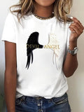 Women'WB shield TNF Print Round Neck Tee, Fashion Casual Crew Neck T-Shirt for Daily Holiday Vacation Outdoor Wear,...